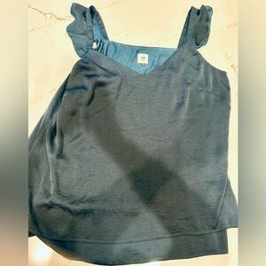 Cabi Sleeveless Ruffle Strap Top in Navy.  Size xl